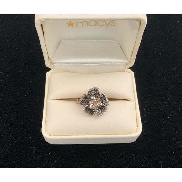 Ring - Black, Yellow, White Diamond set in SS - NWOT - Picture 2 of 3